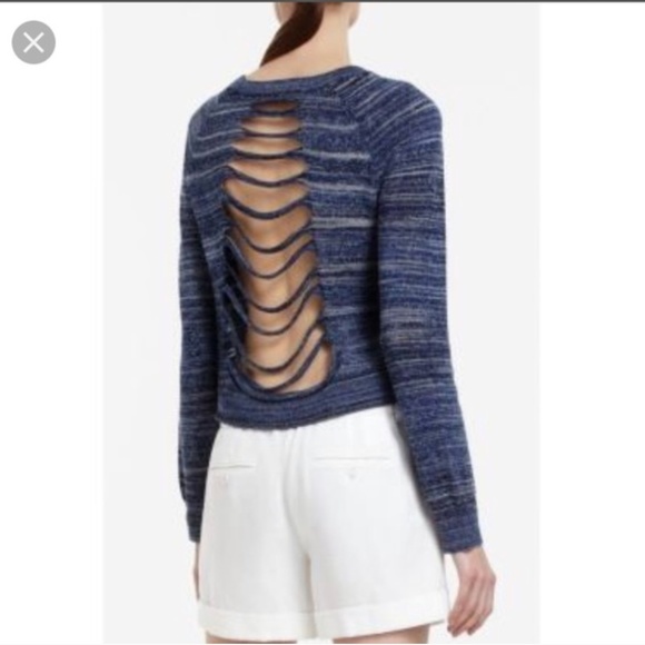 BCBGMaxazria Blue Striped Cut Out Adalyn Sweater - Picture 2 of 7